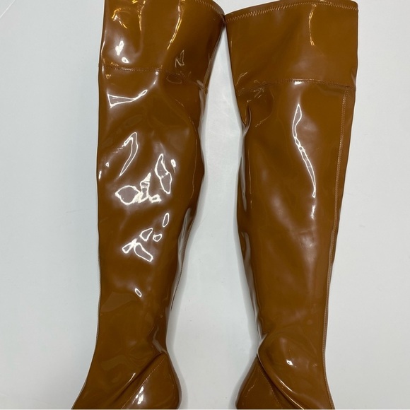 New! BP Everlee Brown Faux Patent Leather Over the Knee Boot 9M - Picture 9 of 15